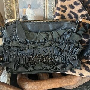 Betsey Johnson Black Ruffled Crossbody Bag